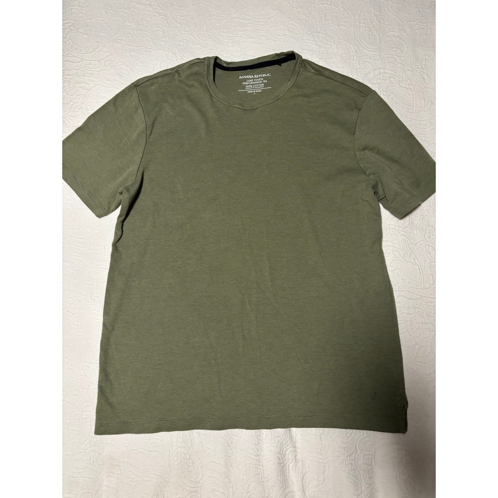 Banana Republic Luxe Touch Performance Tee Mens Large Olive Green Ribbed T-Shirt
